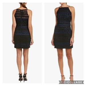 Aidan Mattox geometric beaded sleeveless cocktail dress